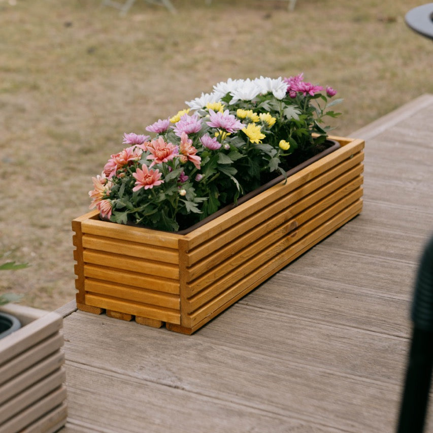 Drewniana donica z plastikowym wkładem - 64 cm x 24 cm
