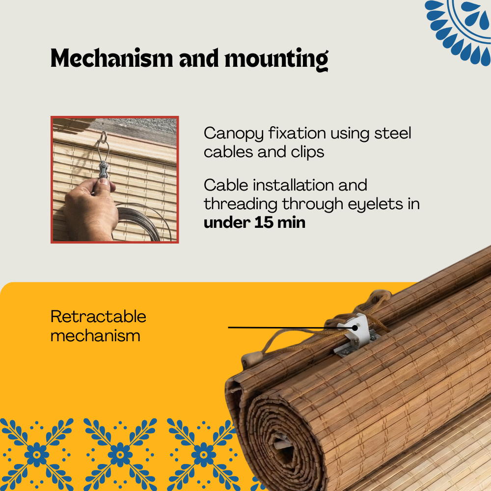 Bambusowy baldachim do pergoli - naturalny