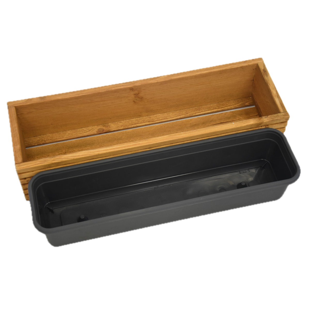 Drewniana donica z plastikowym wkładem - 64 cm x 24 cm